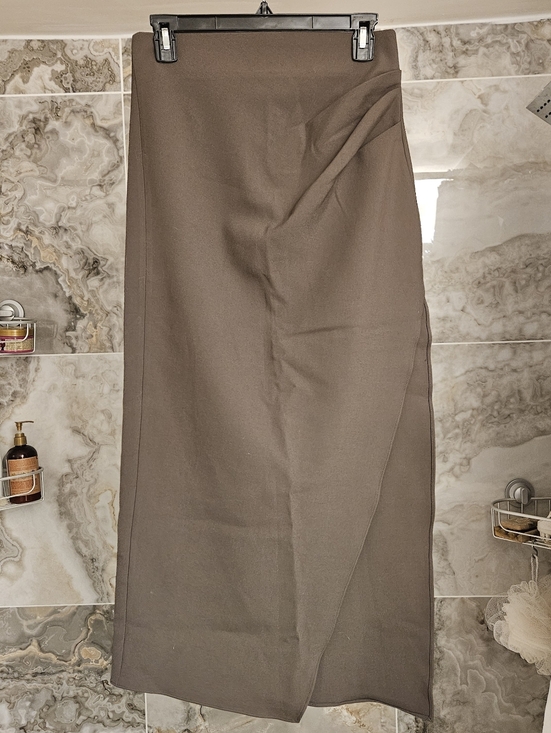 Zara Dresses & Skirts - ZARA Women's Taupe Brown Rutched Assymetrical Midi Pencil Skirt